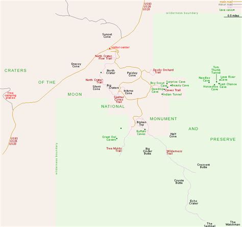 Map of Craters of the Moon National Monument, Idaho