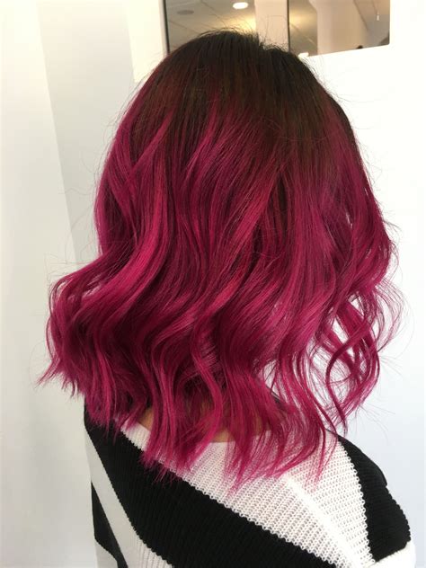 Dark pink shadow root Dark Pink Hair, Dark Hair Dye, Hot Pink Hair, Dye My Hair, Purple Hair ...