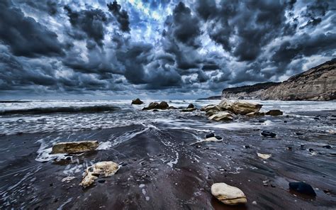 Stormy Clouds Over the Sea wallpaper | nature and landscape | Wallpaper Better