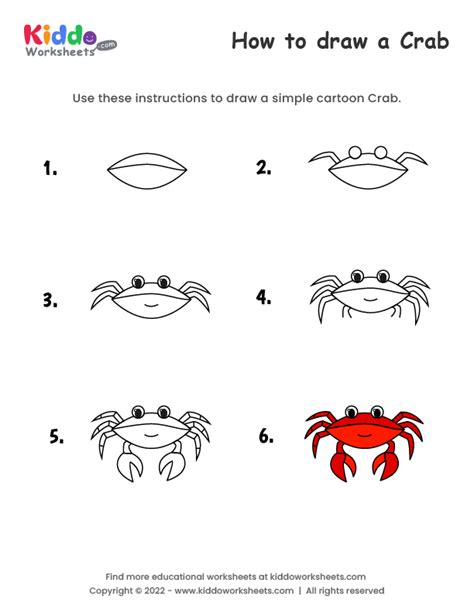 Free Printable How to draw Crab Worksheet - kiddoworksheets