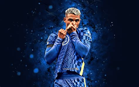 Download wallpapers Thiago Silva, 4k, 2022, Chelsea FC, blue neon lights, brazilian footballers ...