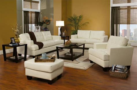 Cream Leather Sofa Set Samuel Collection Item 501691