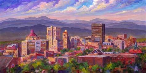 Asheville | Painting, Mountain paintings, Skyline art