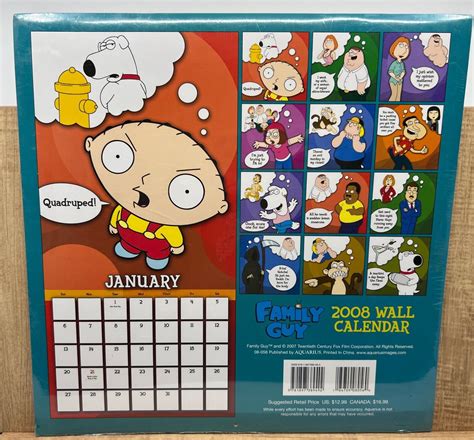 Family Guy 2008 Wall Calendar Peter Stewie Lois Brian Meg Griffin | eBay