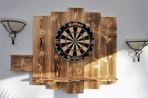 WDS Darts Sports Wooden Dartboard Surround, Premium Dart Wall Protector and Tablet Holder ...