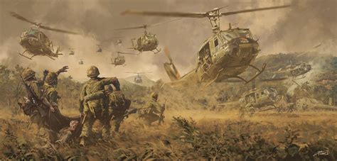 "Battle of Ia Drang Valley 1965." U.S. forces at landing zone X-Ray during the Vietnam War by ...