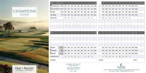 Omni La Costa Resort & Spa | Golf ScoreCards, Inc.