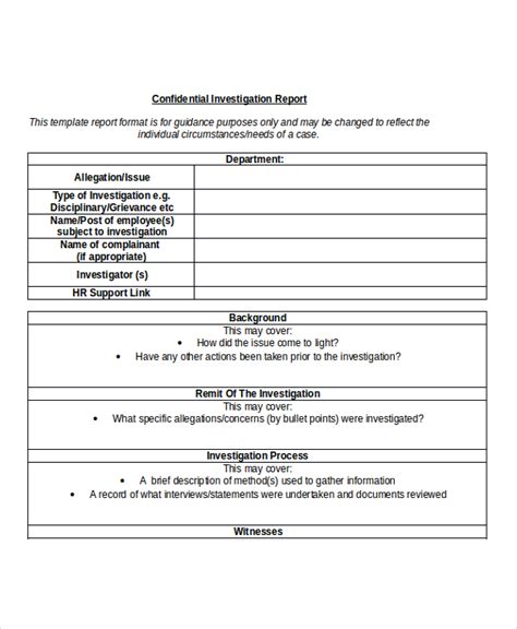 Workplace Investigation Report Template - 7+ Free PDF, Word Documents Download | Free & Premium ...