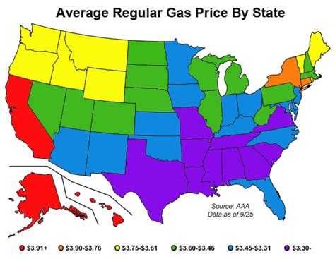 Gas Prices Per State Map - Printable Map