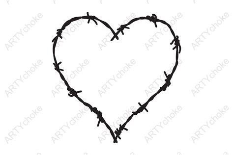 Barb Wire Heart. SVG File for Cricut Illustration par artychoke.design ...