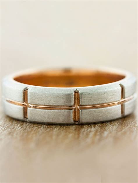 Ayer: 7mm Mixed Metal Segmented Men's Wedding Band | Ken & Dana Design ...