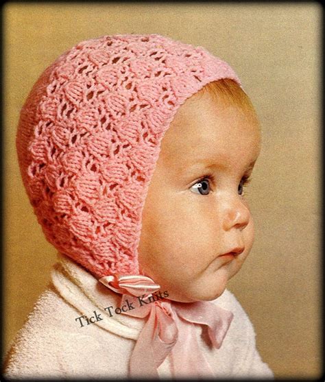 No.349 Baby Bonnet Knitting Pattern PDF Vintage Tulip Lace