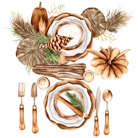 Woodland Thanksgiving Table Setting Clipart · Creative Fabrica