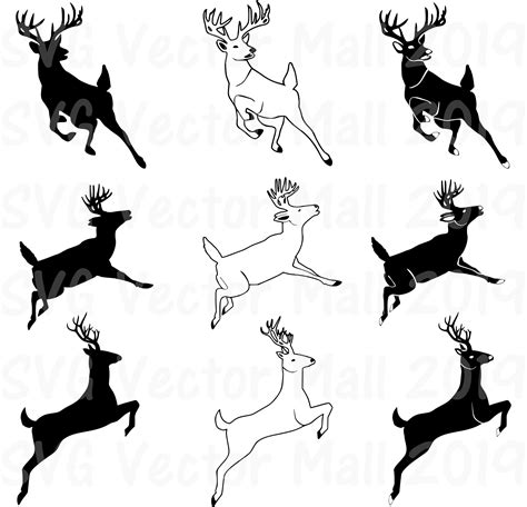 Jumping Deer SVG Buck SVG Stag Clipart Leaping Deer SVG - Etsy | Etched illustration, Hunting ...