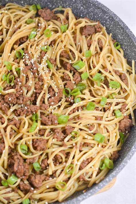 Easy Mongolian Ground Beef Noodles - Sweet Pea's Kitchen