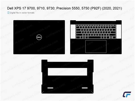 Dell XPS 17 9700, 9710, 9730; Precision 5550, 5750 (P92F) (2020, 2021) Cut File Template ...