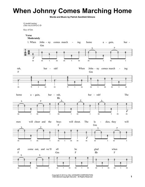 When Johnny Comes Marching Home Partitions | Michael Miles | Tablature Banjo