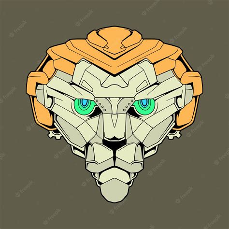 Premium Vector | Simple lion robot drawing design illustration