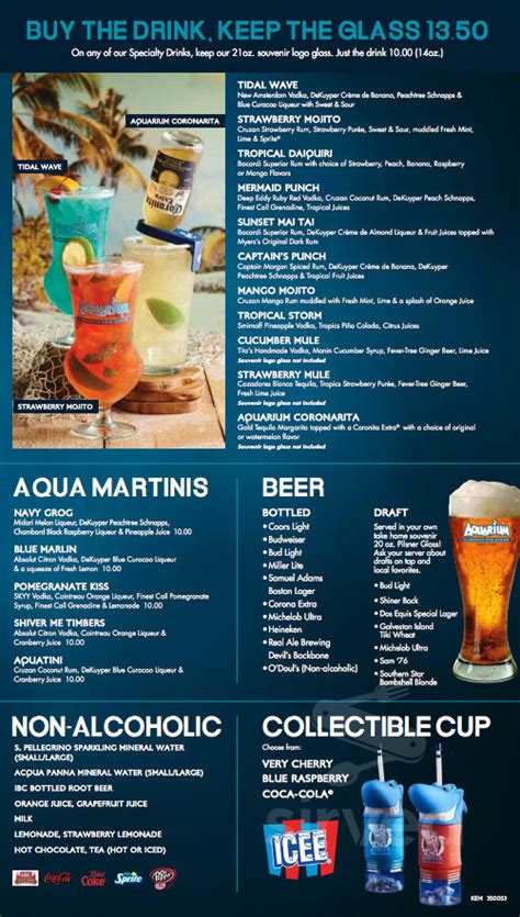 Aquarium Restaurant menu in Kemah, Texas, USA