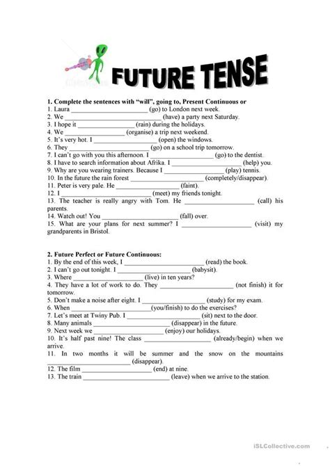 Future tense exercises | Future tense, Tenses exercises, Future tense verbs