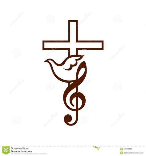 Musical Christian Logo with Cross, Dove, and Treble Clef