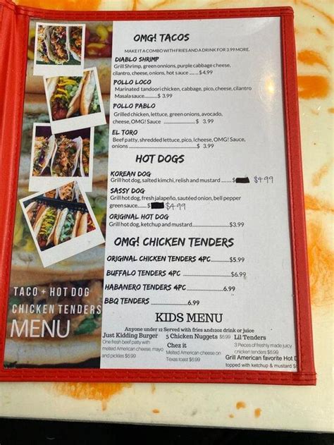 Menu at OMG! Burger restaurant, Sugar Land