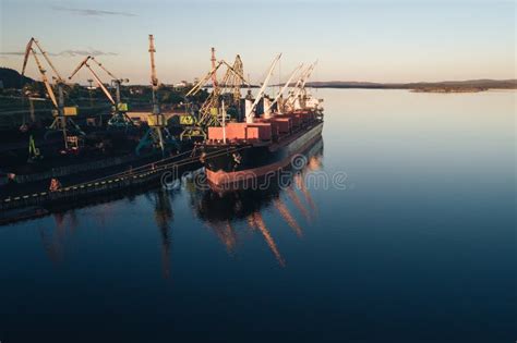 Cargo Ship in the Port Aerial View from Drone Stock Image - Image of ...