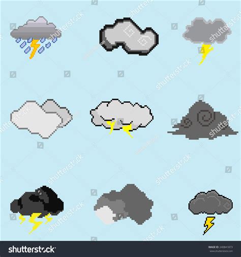 Pixel Art Storm Cloud Collection Stock Vector (Royalty Free) 240841873 ...