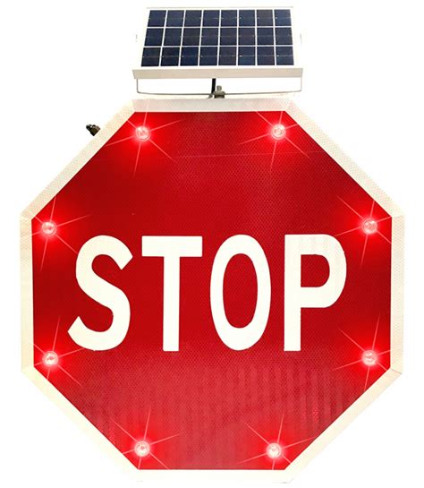 24 inch solar powered LED flashing blinking stop sign