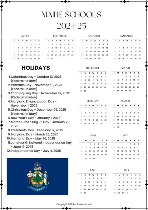 Maine School Calendar 2024-2025 [County School District]