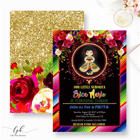 Fiesta Birthday Invitation, Mexican Fiesta Birthday Invitation, First Fiesta Invitations, Bright ...