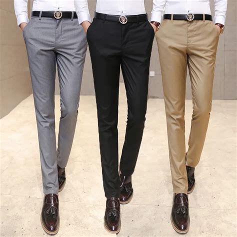 Men's clothing suit trousers /Male high grade pure color slim Fit business Suit pants/Male high ...