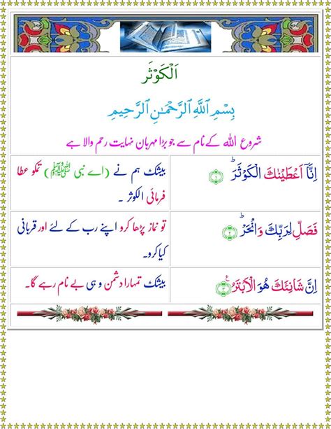 Read Surah Al-Kausar Online with URDU Translation