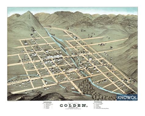 Beautifully restored map of Golden, Colorado from 1873 - KNOWOL