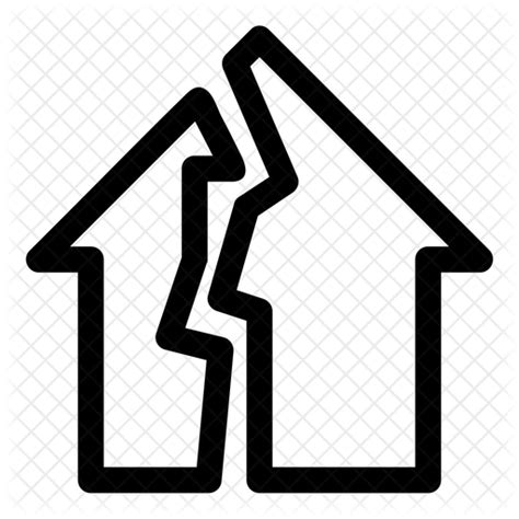 Broken House Icon - Download in Line Style