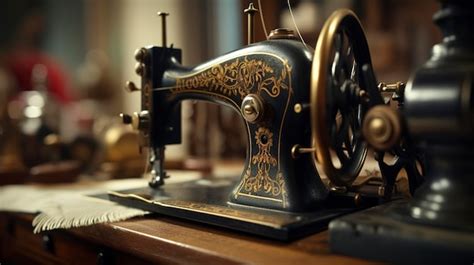 Premium AI Image | Close up of Tailor's Sewing Machine and Needlework