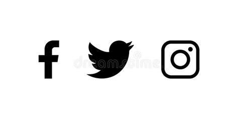 Set of Facebook Twitter and Instagram Icons. Social Media Icons Black ...