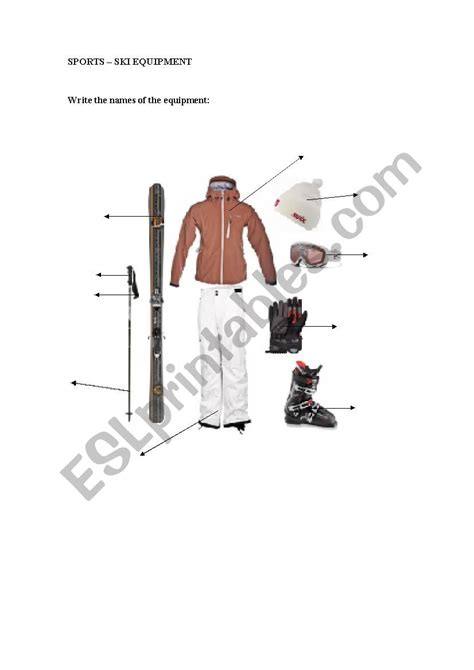 Sports vocabulary - Ski equipment - ESL worksheet by AuroraCorta