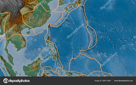 Tectonic Plates Borders Relief Map Areas Adjacent Philippine Sea Plate ...