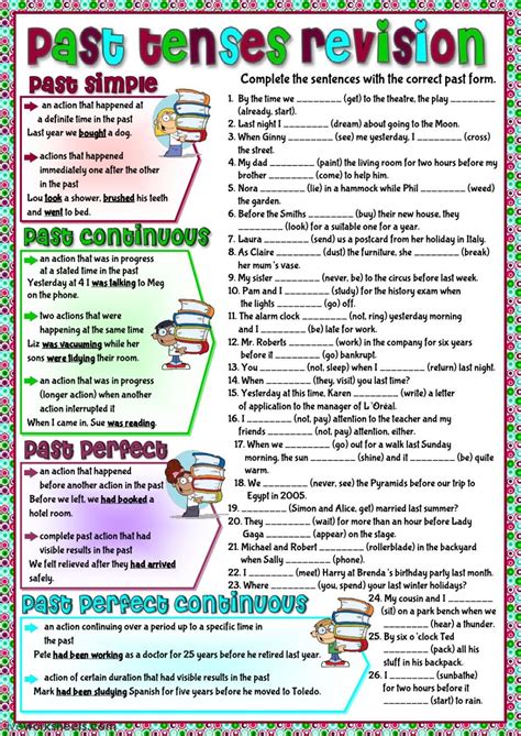 Past Tenses Revision Worksheet | English Past Tense, Past Tense Worksheet, Verb Tenses