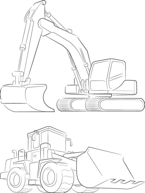 Sketch Excavator Bulldozer, Construction Machine Doodle Hand Drawn ...