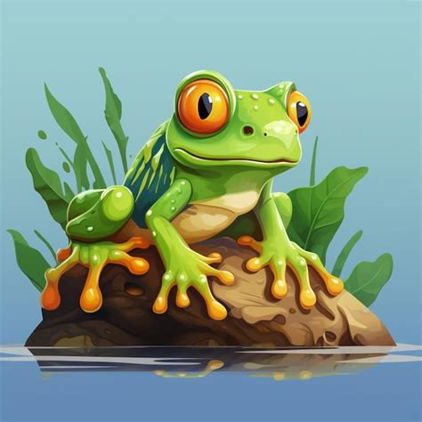 Premium AI Image | frog cartoon logo