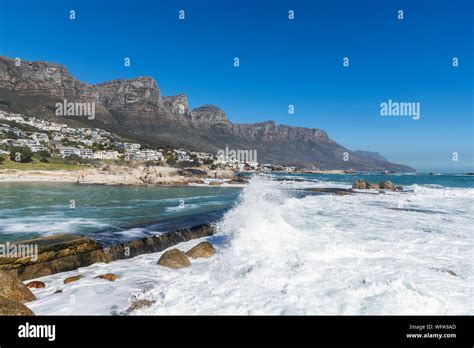 Camps Bay with Twelve Apostles Mountains in the foreground, Cape Town, Western Cape, South ...