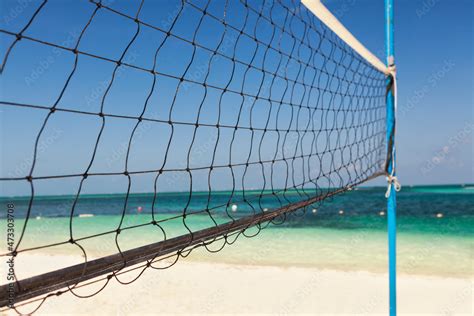 Volleyball net on a sandy beach Stock Photo | Adobe Stock