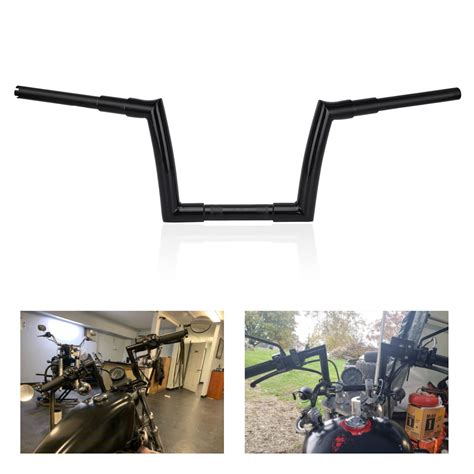 WSays Fused Bar 10 Ape Hanger Gloss Black Handlebar Compatible With Most Harley Dyna Softail ...