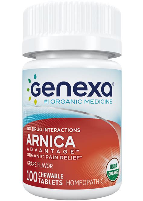 Genexa Arnica Pain Relief Chewable Tablets, 100 Ct - Walmart.com ...