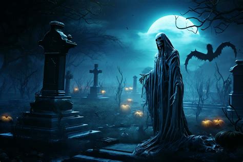 scary ghost in cemetery illustration 26727268 Stock Photo at Vecteezy