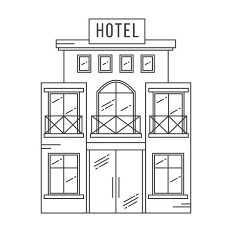 Hotel building outline. Vector line-art illustration 2949100 Vector Art ...