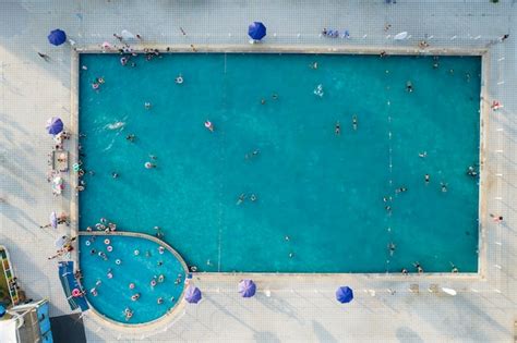 Premium Photo | Aerial photography outdoor swimming pool