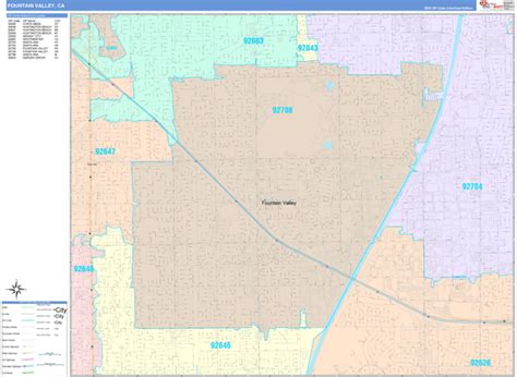 Fountain Valley California Wall Map (Color Cast Style) by MarketMAPS - MapSales